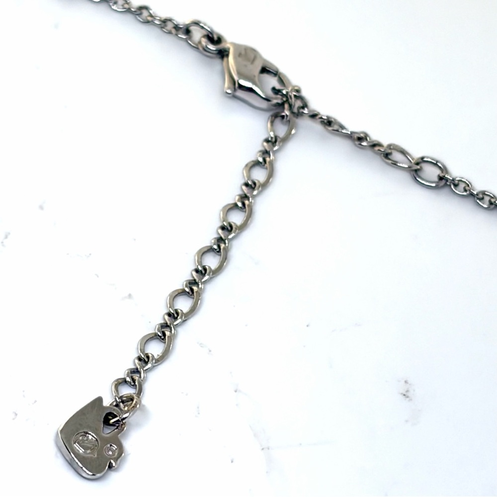 Vintage Swarovski Silver Tone Modern Austria Crystal Petite Hoop Chain Necklace - Picture 5 of 12